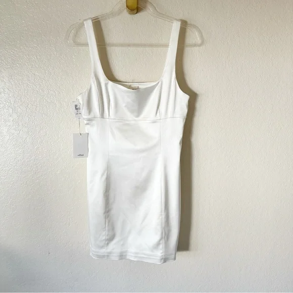 Aritzia Cream Square Neck Fitted Mini Dress - Picture 6 of 13